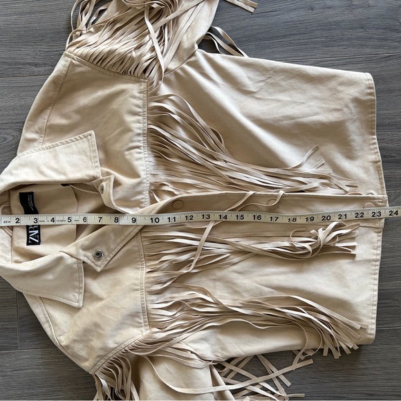 Zara Beige Suede Fringe Jacket - Picture 5 of 5